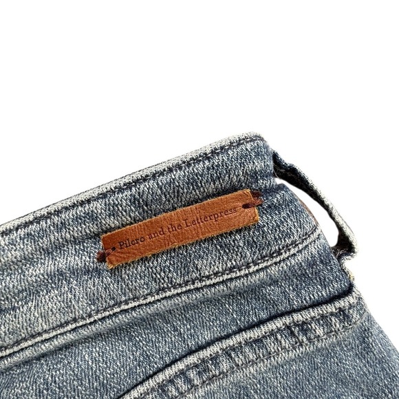 Pilcro Anthropologie Hyphen Patchwork Embroidered Straight Jeans 29 Medium Wash - Picture 4 of 10